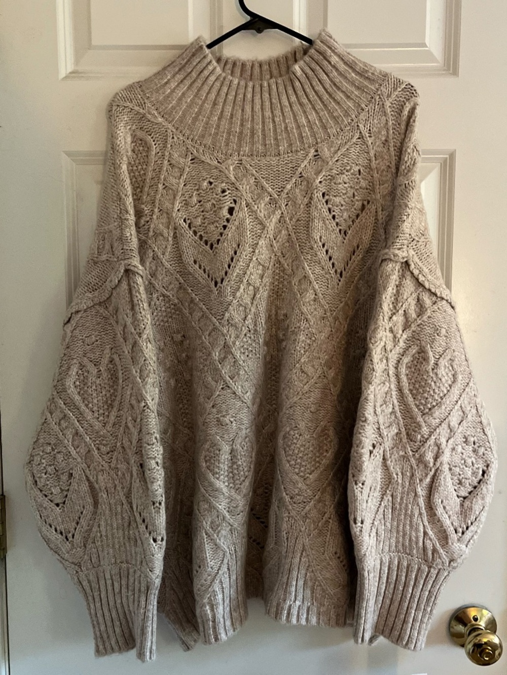 NWT Ophelia Roe Knitted Turtleneck Sweater/Top, Women's, Plus Size 3X Grey/Beige